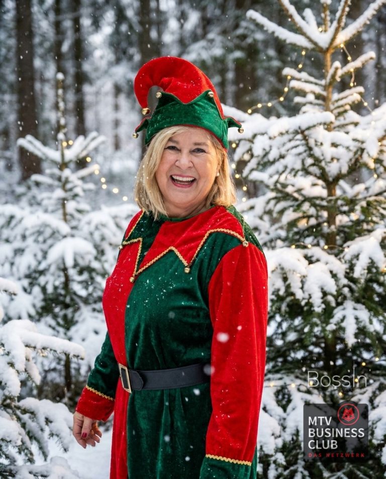 KI-Bild im Weihnachtself-Stil im verschneiten Wald